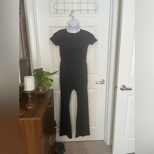 Fashion Nova Classic Black two piece set flared leggings crop top ribbed black